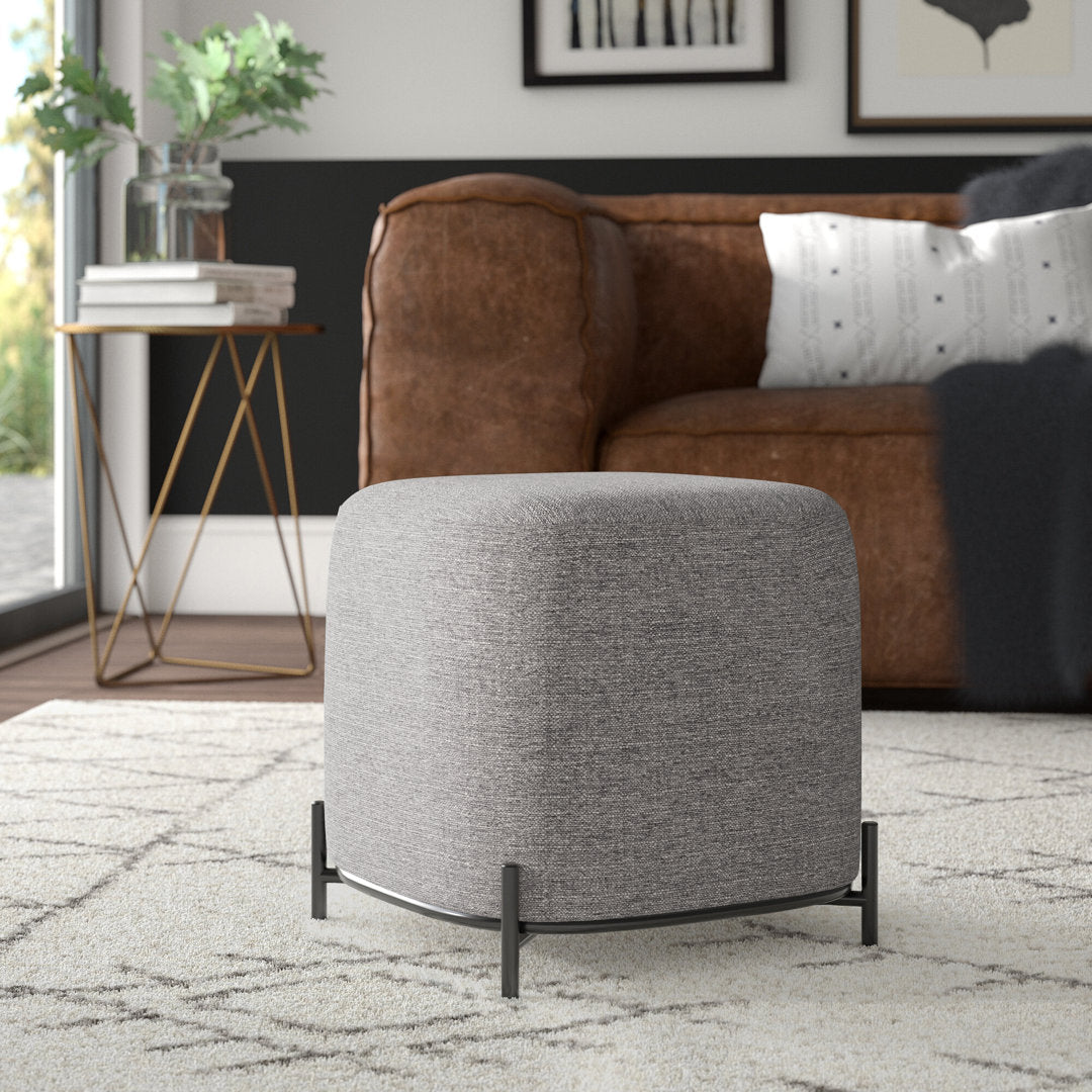 Ohman 16.5'' Wide Square Cube Ottoman Mercury Row® Leg Color: Black Body Fabric: Gray Basketweave