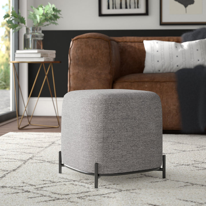 Ohman 16.5'' Wide Square Cube Ottoman Mercury Row® Leg Color: Black Body Fabric: Gray Basketweave