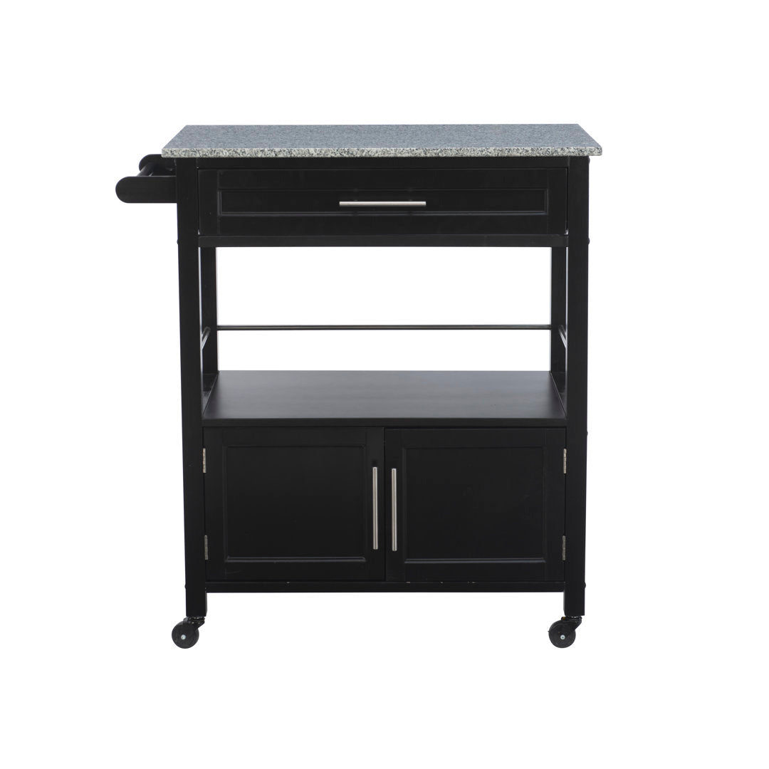 Ager Granite Top Kitchen Cart With Storage Space Latitude Run® Base Finish: Black