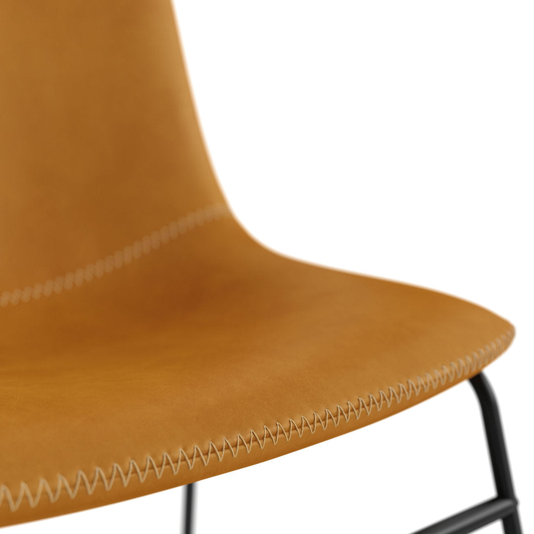 Nia Vegan Leather Side Chair (Set of 2) AllModern Upholstery Color: Light Brown, Frame Color: Black