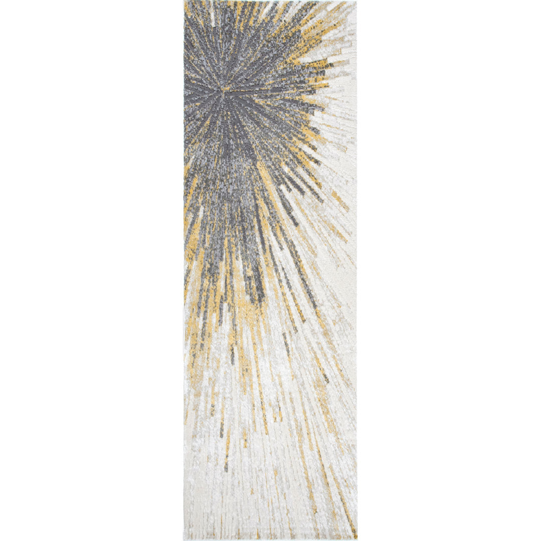 Nissen Abstract Power Loom Yellow/Gray Rug Everly Quinn Rug Size: Runner 2'8" x 8'
