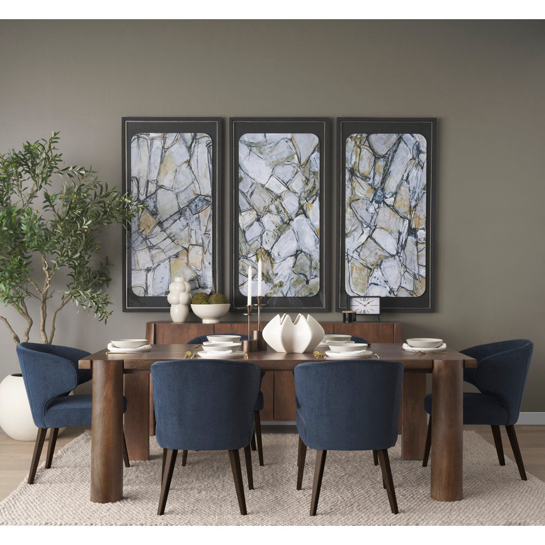 Golino Fabric Upholstered Wingback Side Chair Joss & Main Upholstery Color: Navy, Leg Color: Dark Brown