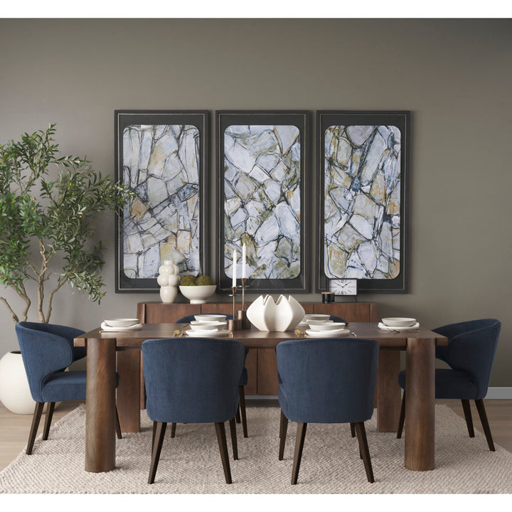 Golino Fabric Upholstered Wingback Side Chair Joss & Main Upholstery Color: Navy, Leg Color: Dark Brown