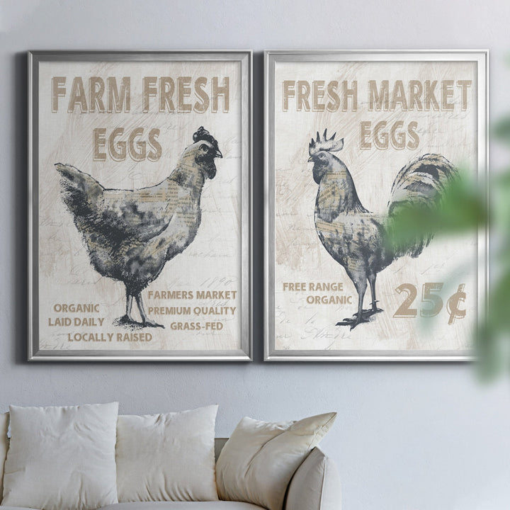 Farm Fresh Chicken - 2 Piece Print Set (Set of 2) August Grove® Mat Color: No Mat Size: 26.5" H x 73" W x 3" D Format: Silver Framed Canvas