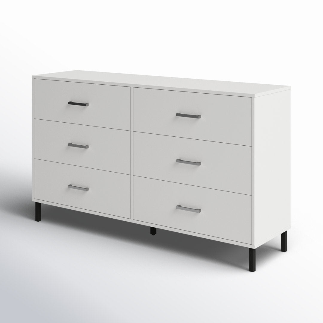 Alexei 6 Drawer 58.5" W Double Dresser Zipcode Design™ Color: White