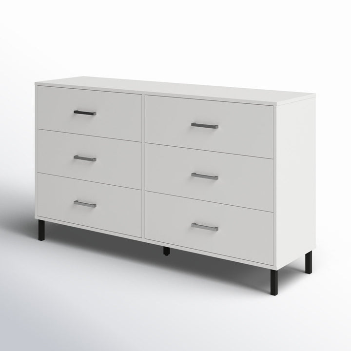 Alexei 6 Drawer 58.5" W Double Dresser Zipcode Design™ Color: White