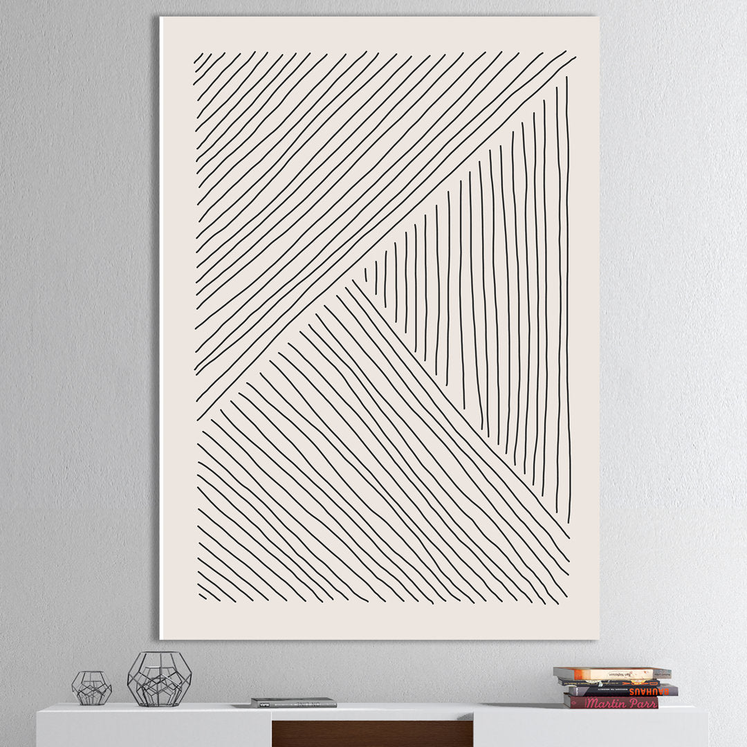 Minimal Geometric Lines II - Wrapped Canvas Print East Urban Home Size: 46'' H x 36'' W x 1.5'' D
