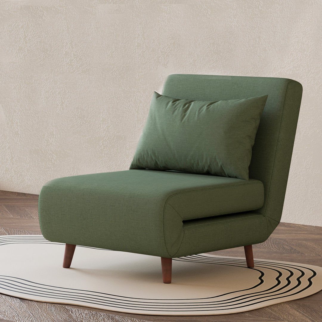 Jacquelyn 30.31" Wide Convertible Chair Mercury Row® Teen Leg Color: Coffee Fabric: Olive Green Polyester Blend