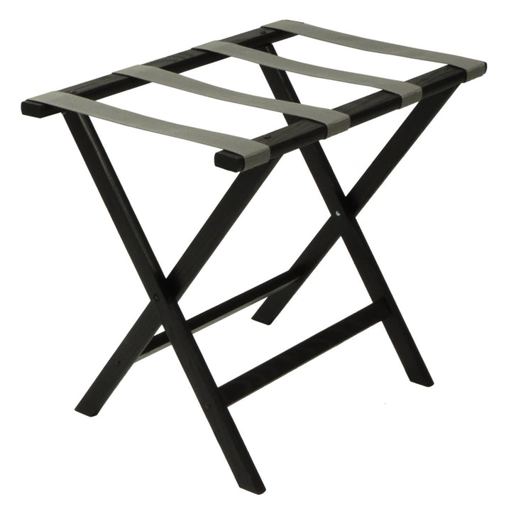 Folding Wood Luggage Rack Wooden Mallet Color: Black Fabric: Gray