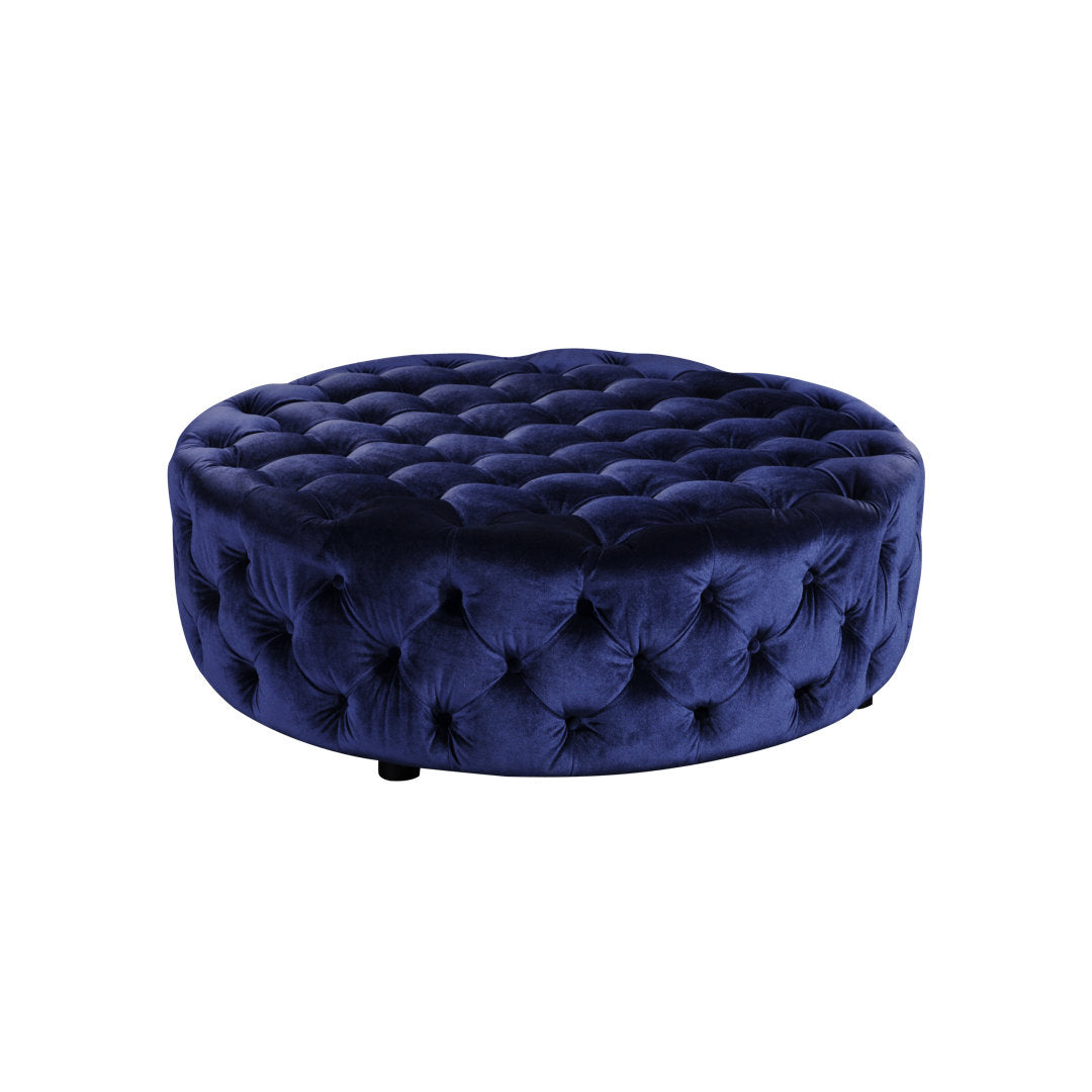 Armenio Round Ottoman - 17" H x 45" W x 45" D Lark Manor™ Fabric: Navy