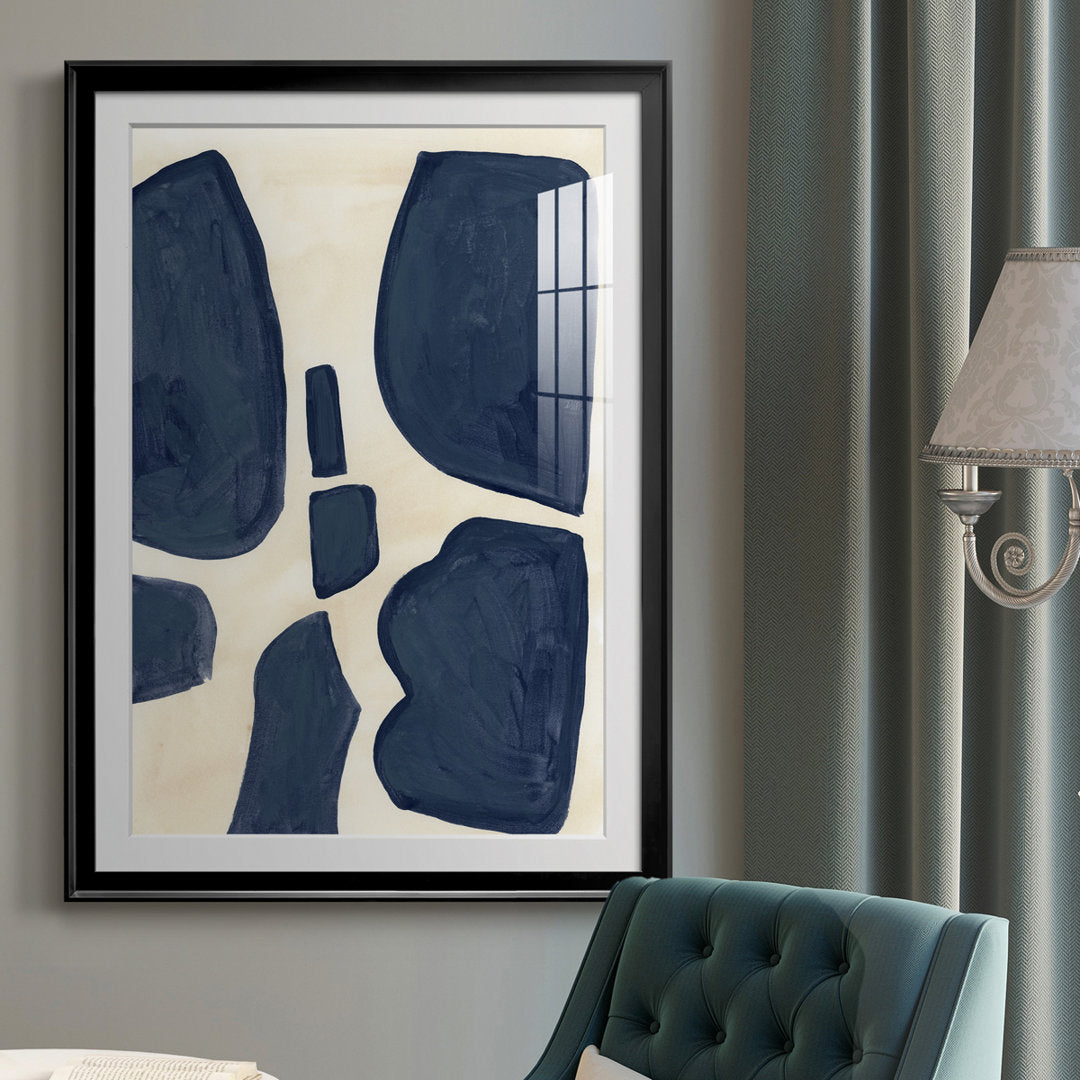 Blue Pieces II - Picture Frame Print Orren Ellis Size: 42.5" H x 30.5" W x 1" D Format: Black
