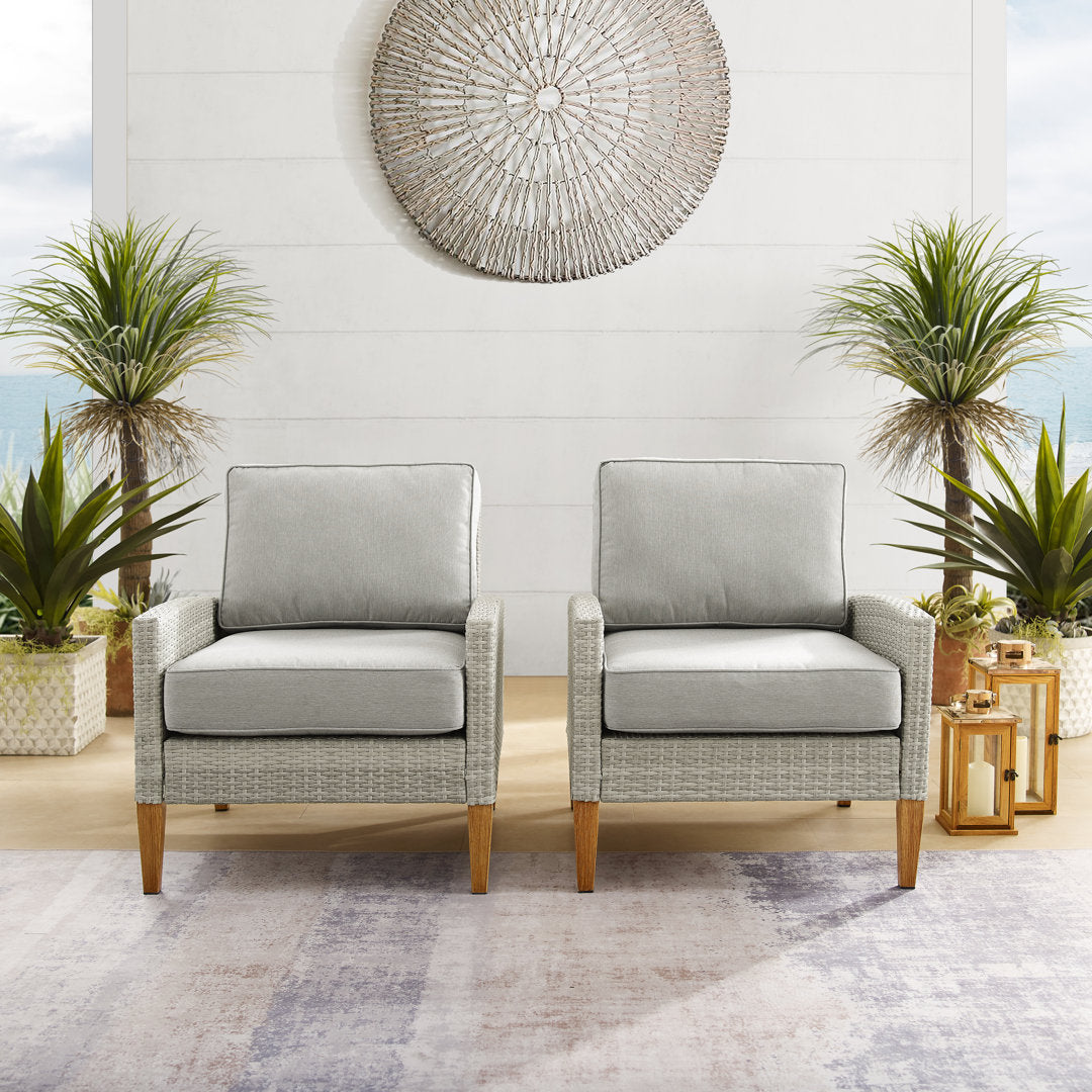 Gabor Patio Chair with Cushions (Set of 2) Birch Lane™ Cushion Color: Gray