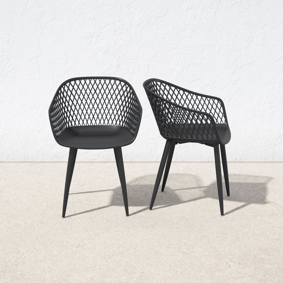 Newark Patio Dining Armchair (Set of 2) AllModern Color: Black