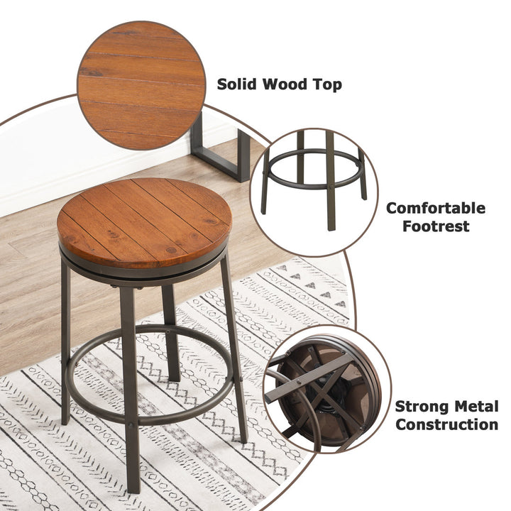 Solid Wood Swivel 24.2" Counter Stool for Dining Room Bistro (Set of 2) Williston Forge