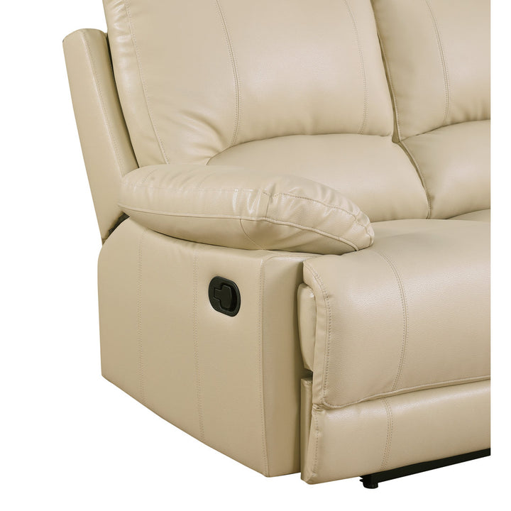 Trower 89" Faux Leather Pillow Top Arm Reclining Sofa Red Barrel Studio® Upholstery: Beige Faux Leather