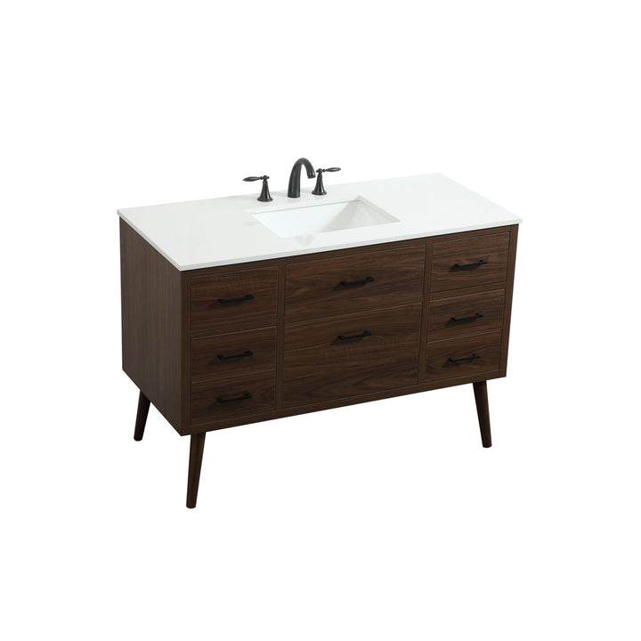 Burkley 48'' Single Bathroom Vanity Set Mercury Row® Base Finish: Walnut