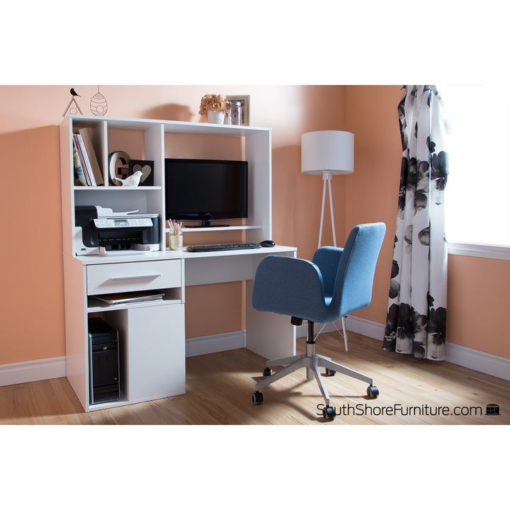 Annexe Desk with Hutch South Shore Color: White