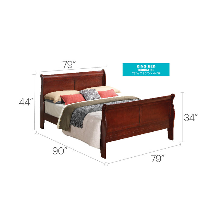 Louis Phillipe Sleigh Bed Glory Furniture Color: Cherry Size: King