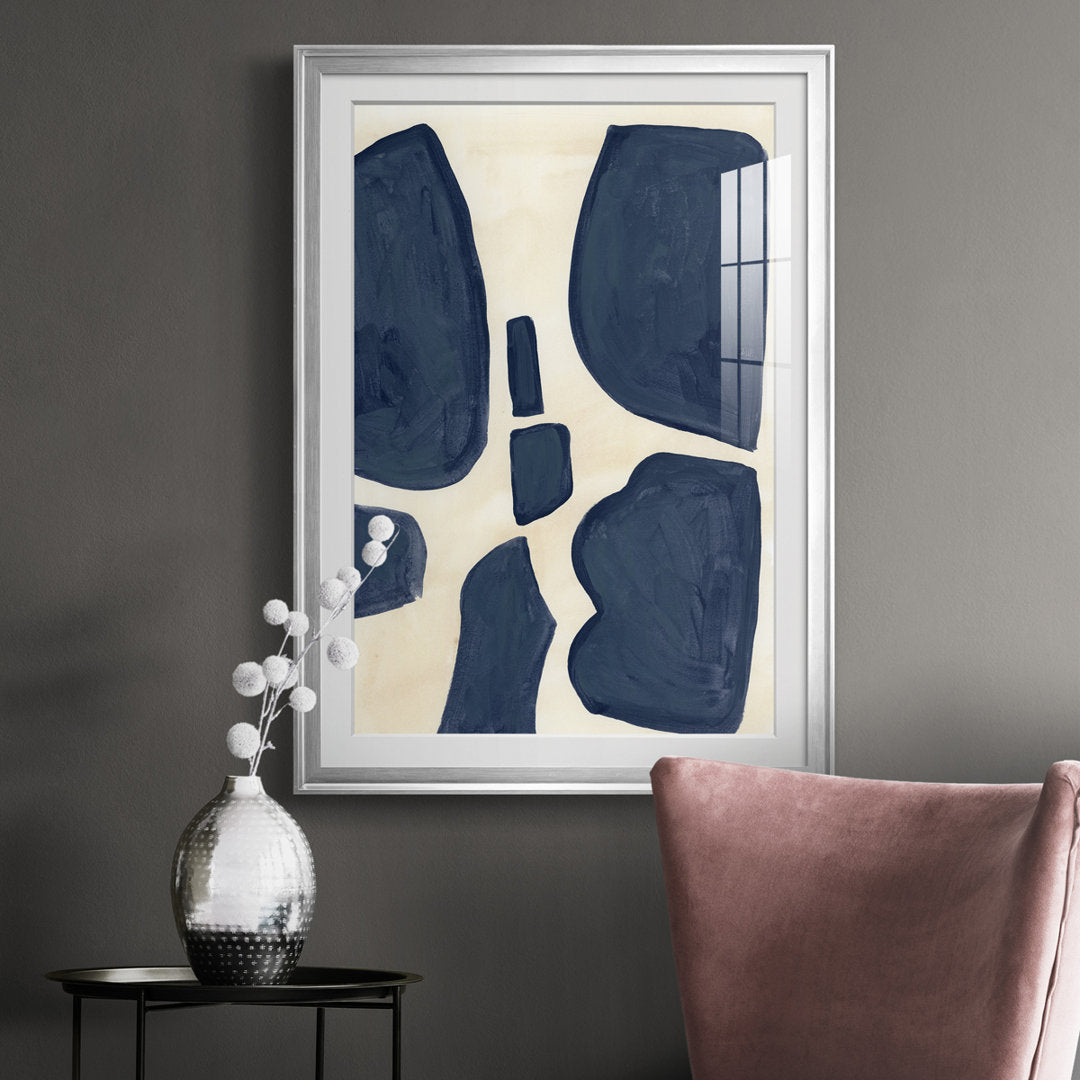 Blue Pieces II - Picture Frame Print Orren Ellis Size: 42.5" H x 30.5" W x 1" D Format: Silver