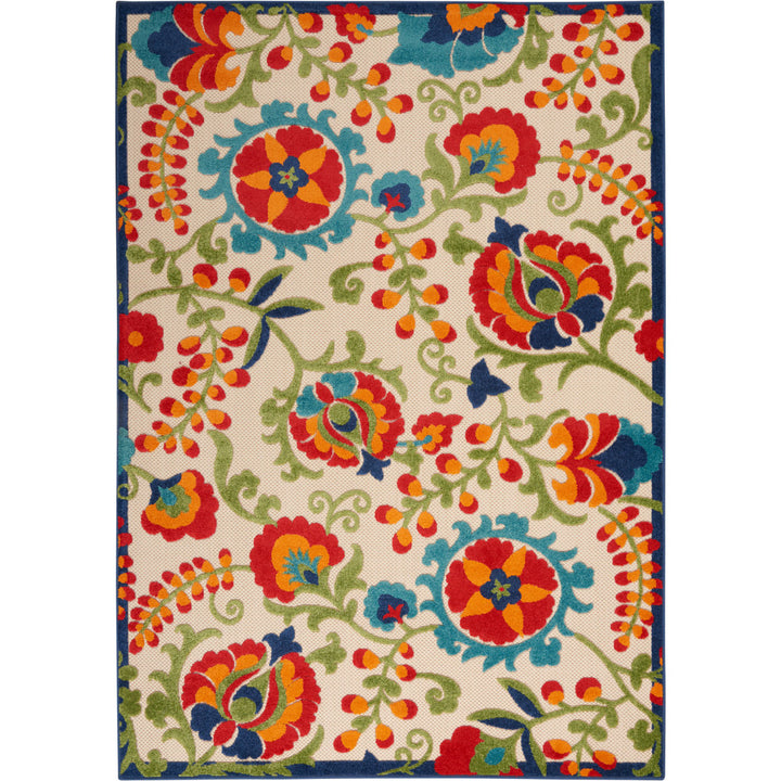 Bernia Floral Ivory/Red/Green Area Rug Wade Logan® Rug Size: Rectangle 2'8" x 4'
