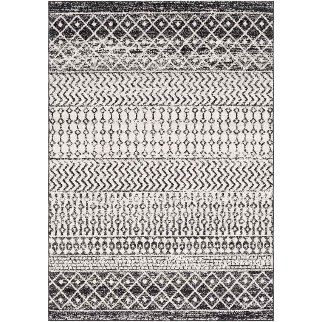 Lashavia Machine Woven Ivory/Dark Charcoal Area Rug Union Rustic Rug Size: Rectangle 6'7" x 9'