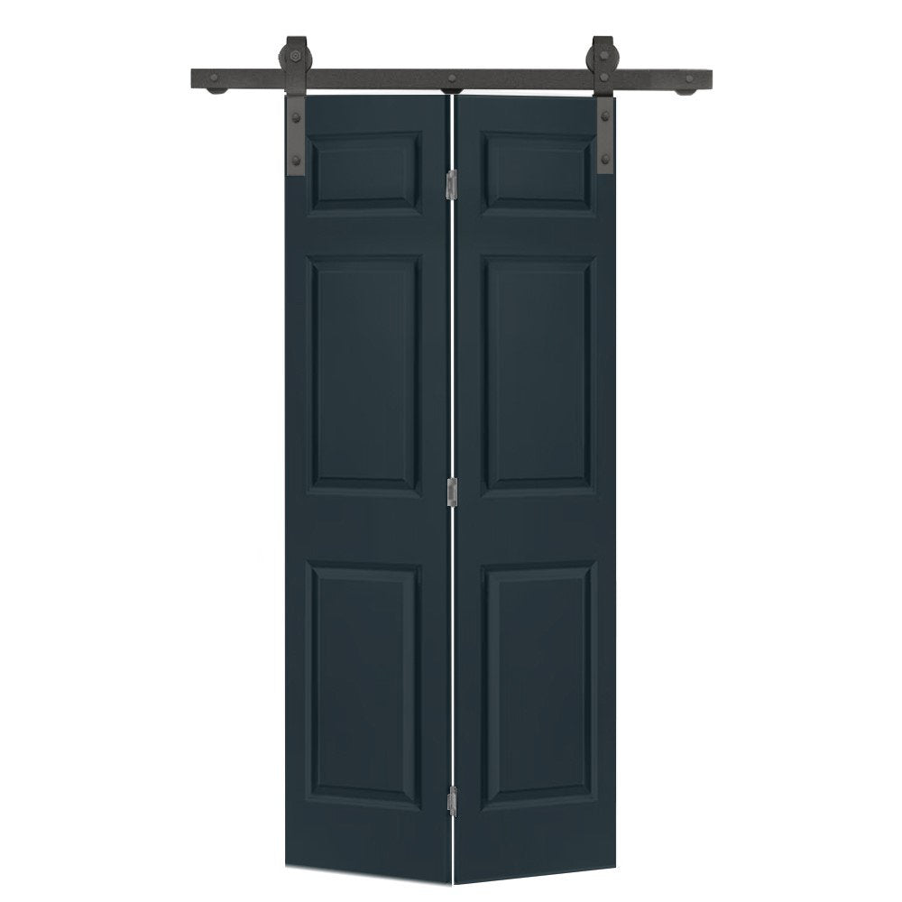 Paneled MDF Composite Bifold Barn Door with Installation Hardware Kit Calhome Size: 30" x 84" Finish: Charcoal Gray