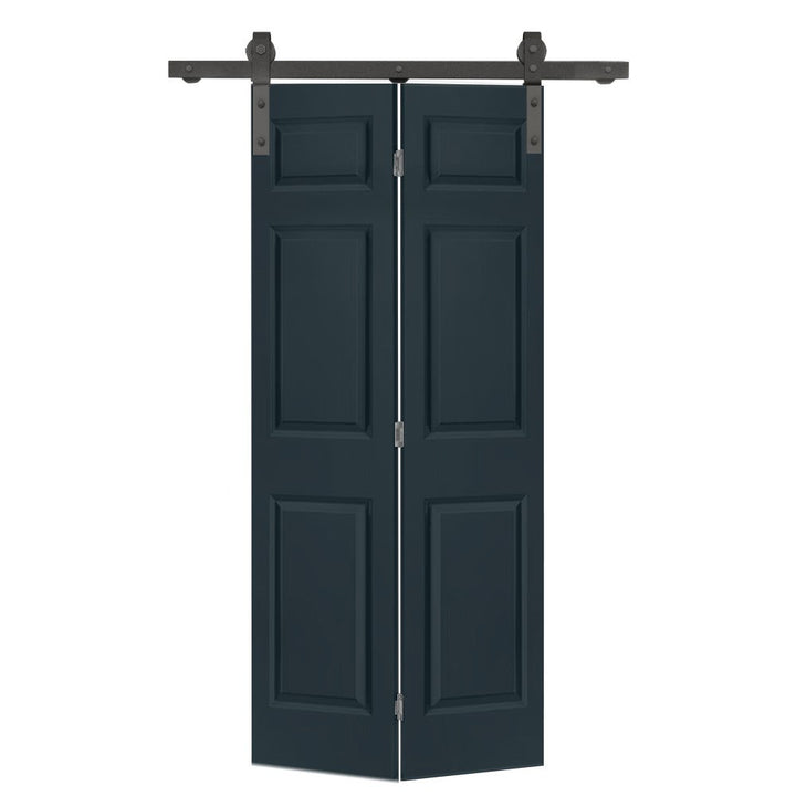 Paneled MDF Composite Bifold Barn Door with Installation Hardware Kit Calhome Size: 30" x 84" Finish: Charcoal Gray