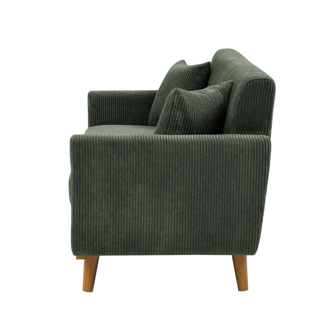Artina 65'' Square Arm Loveseat Wade Logan® Fabric: Dark Green Corduroy
