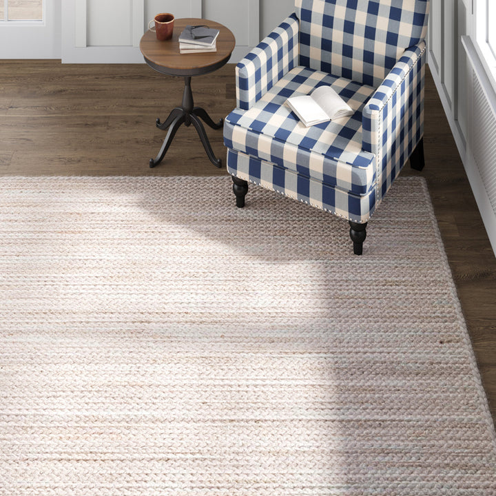 Cruise Handmade Braided Jute Area Rug in Off White Highland Dunes Rug Size: Rectangle 12' x 18'