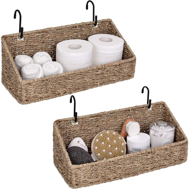 Seagrass Wall Organizer with Wall Baskets (Set of 2) AKLOV