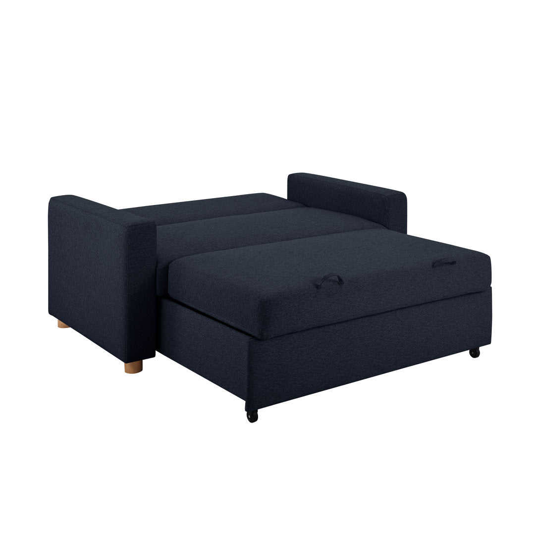 Serta Trinity Full Size Convertible Sleeper Sofa Serta Fabric: Navy Woven