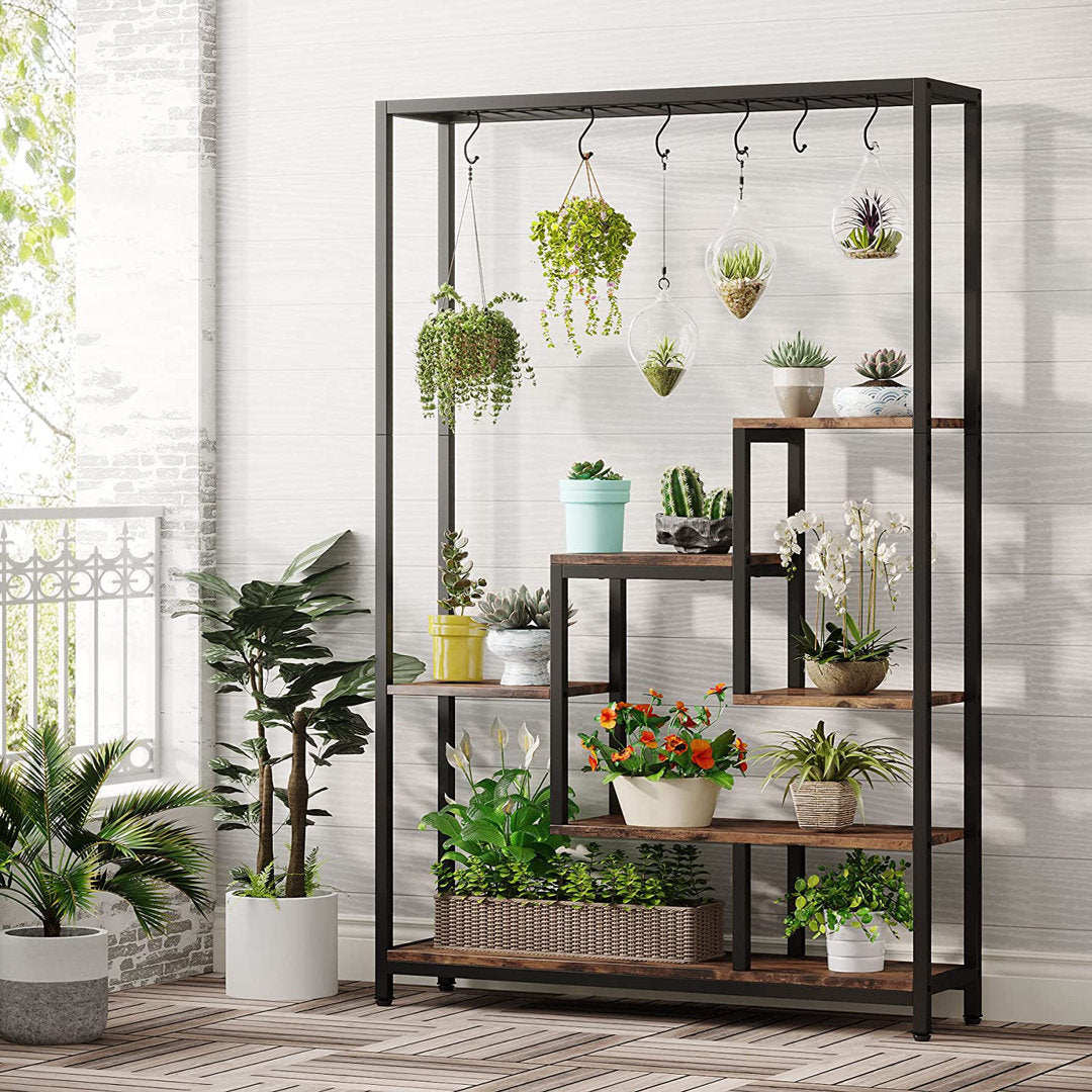 Mahala Rectangular Multi-Tiered Plant Stand Trent Austin Design® Color: Brown/Black