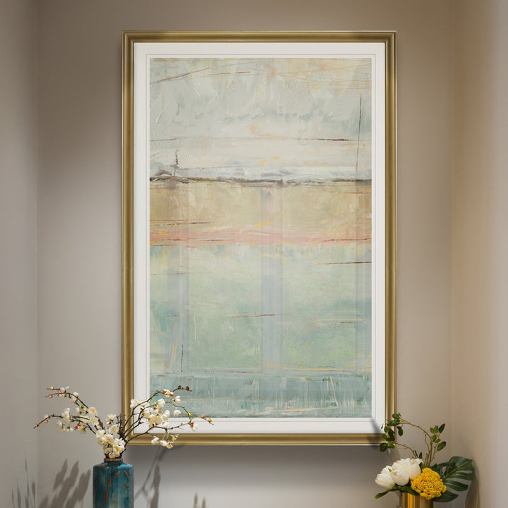 Pastel Horizon I' - Painting Print on Canvas Beachcrest Home™ Size: 30.5" H x 42.5" W x 1.5" D Format: Gold Framed
