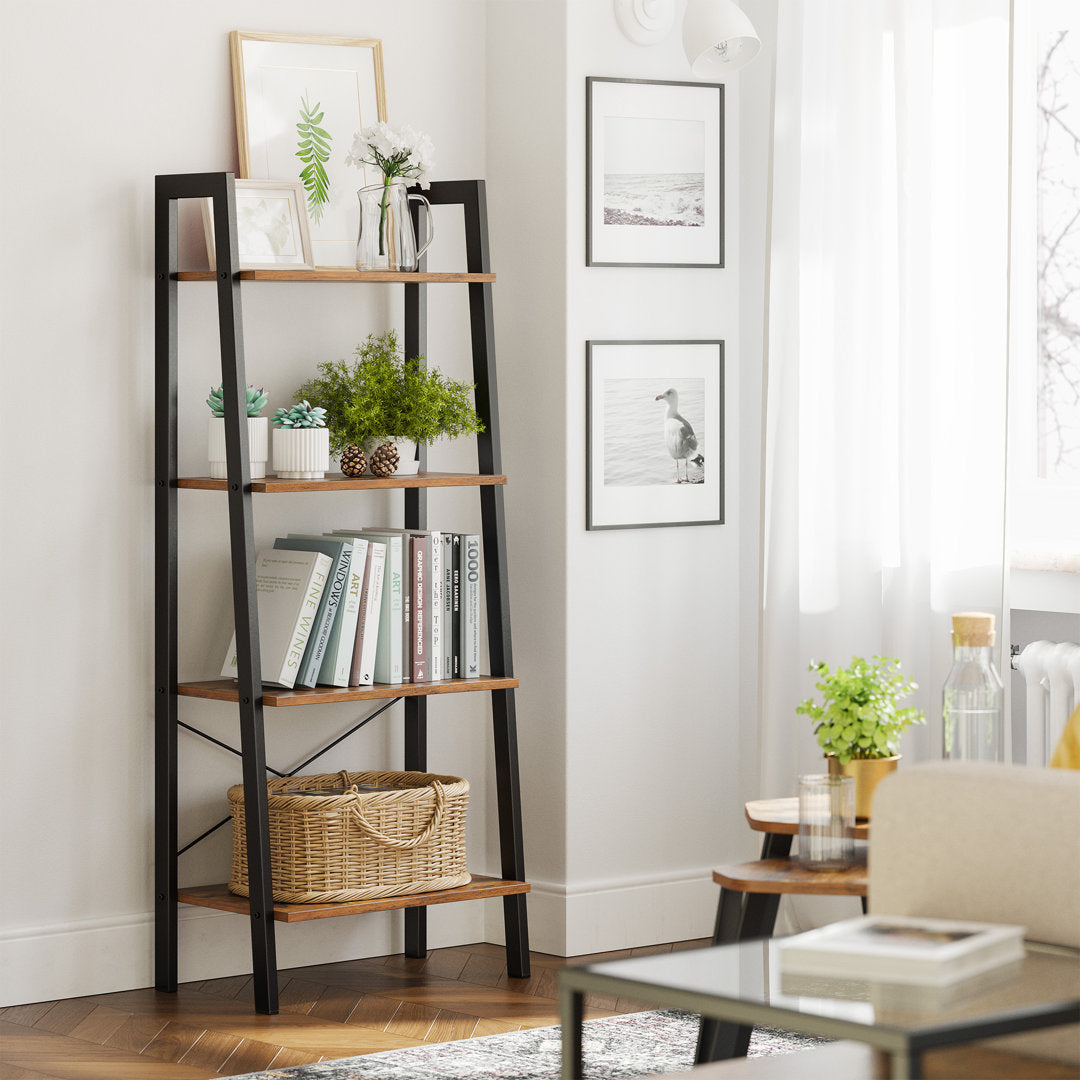 Parikh 54" H x 22.1" W Steel Etagere Bookcase Williston Forge Color: Black/Rustic Brown