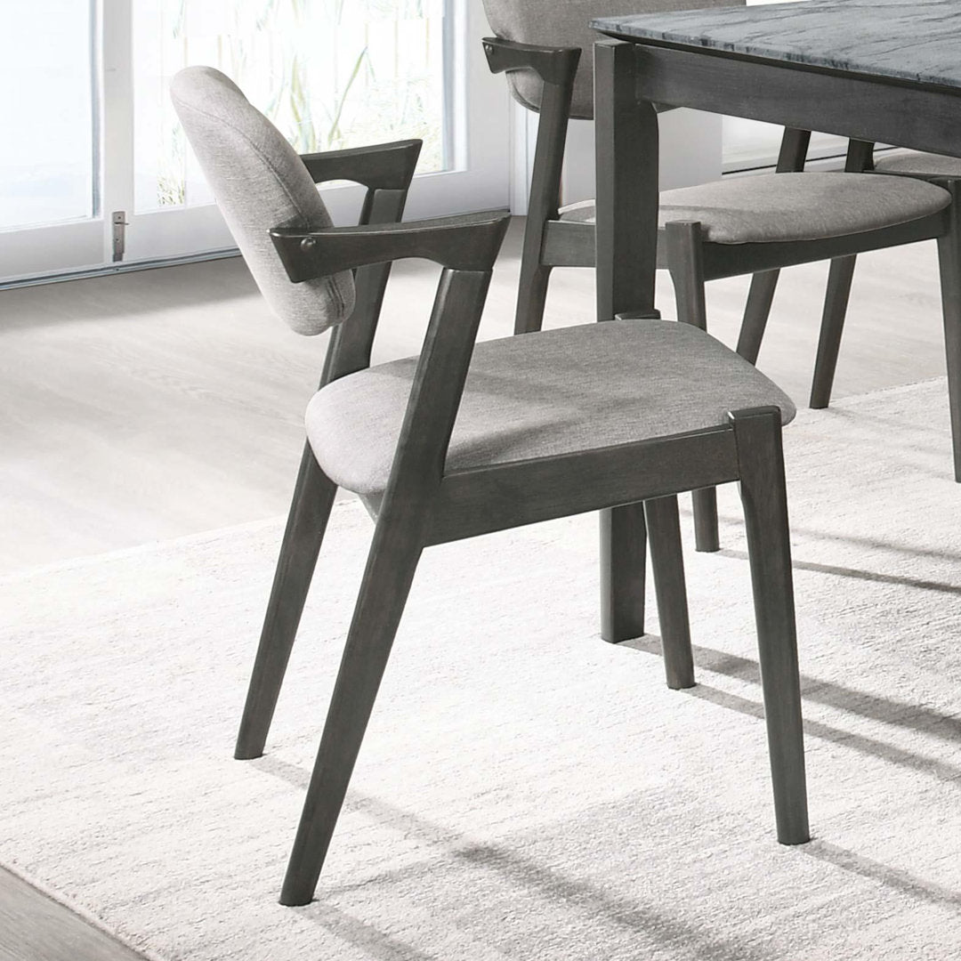Artresha Upholstered Arm Chair (Set of 2) Wade Logan® Leg Color: Black, Color: Fabric Dark Gray