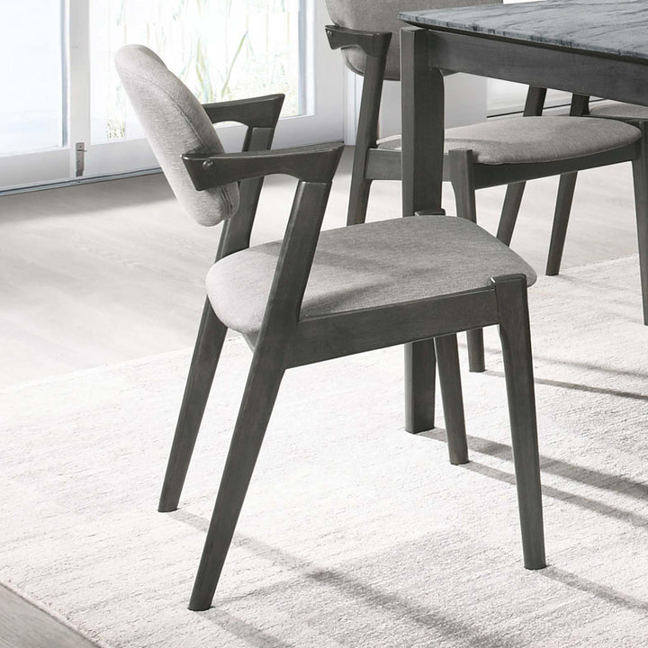 Artresha Upholstered Arm Chair (Set of 2) Wade Logan® Leg Color: Black, Color: Fabric Dark Gray