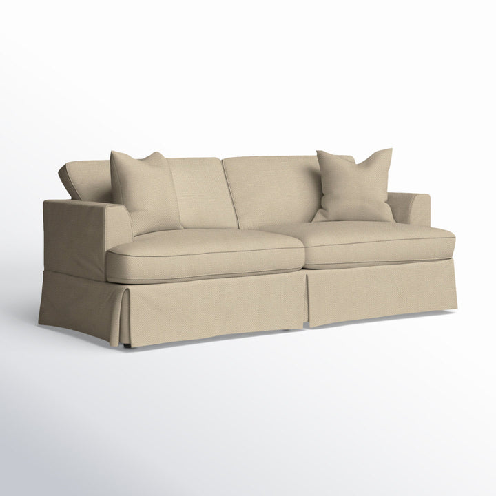 Lucia 93" Recessed Arm Slipcovered Sofa Bed Wayfair Custom Upholstery™ Fabric: Topsider Twill