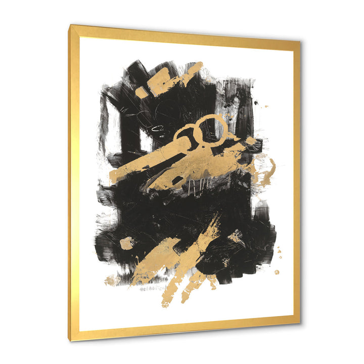 Gold and Black Drift I' Picture Frame Print on Canvas East Urban Home Size: 40" H x 30" W x 1.5" D Format: Gold Framed