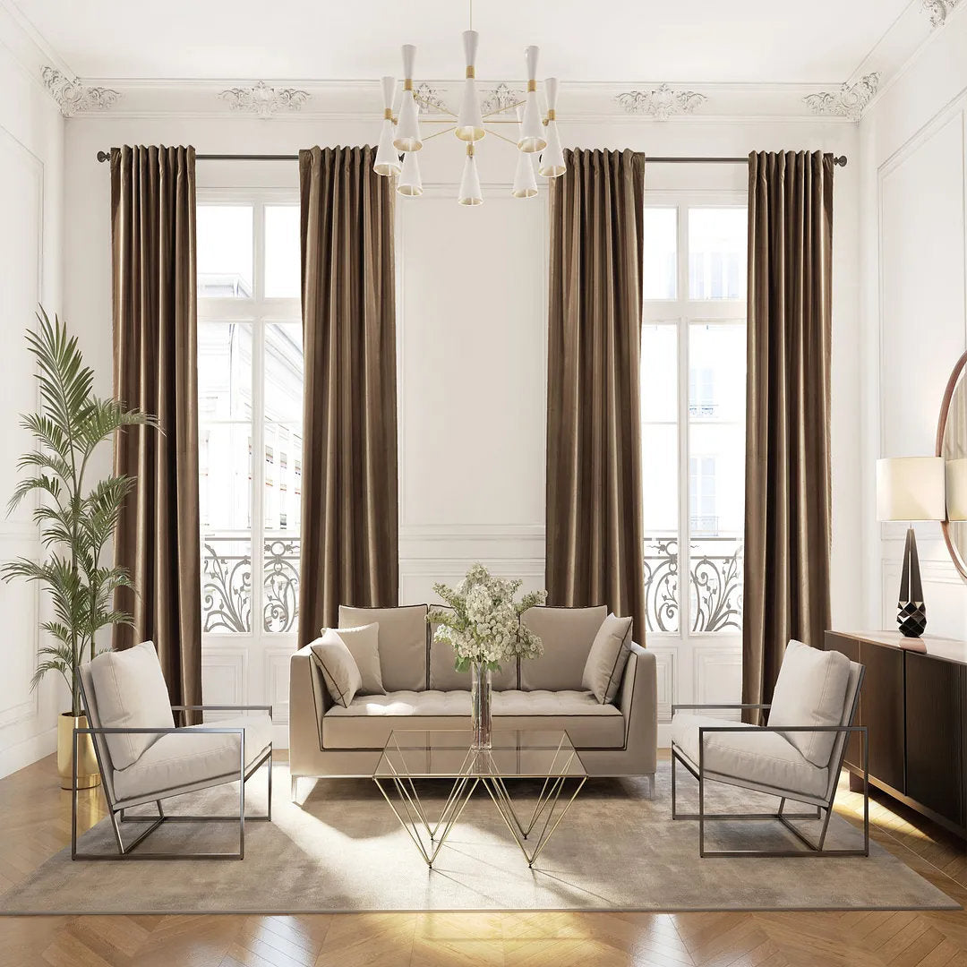 Matte Velvet Extra wide x Extra Long Custom Made Decorative Single Panel Lilijan Home & Curtain Curtain Color: 21 Antique Brass Size per Panel: 100" W x 132" L