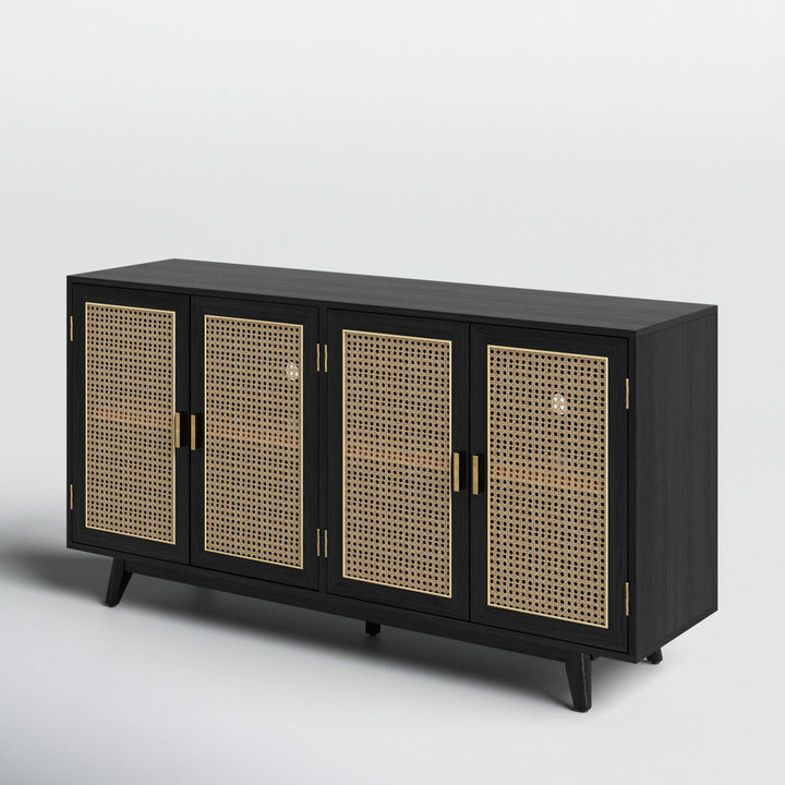 Emily 56.8''Rattan TV Stand With Storage Kelly Clarkson Home Color: Black