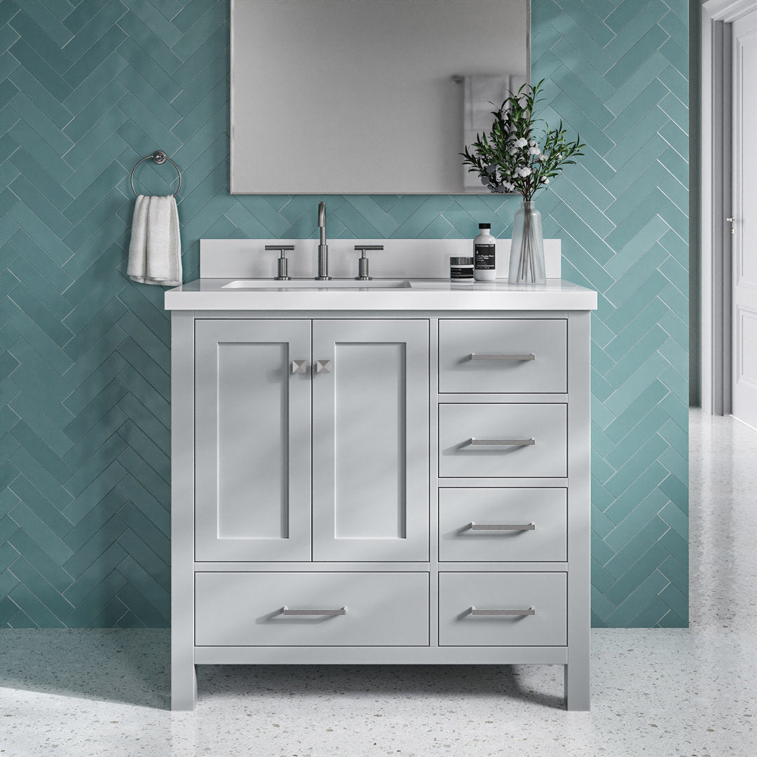 Amariani 37" Single Bathroom Vanity Set Latitude Run® Base Finish: Gray, Hardware Finish: Satin Nickel
