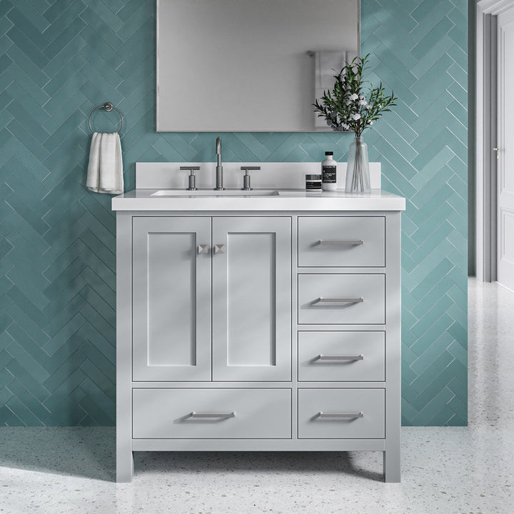 Amariani 37" Single Bathroom Vanity Set Latitude Run® Base Finish: Gray, Hardware Finish: Satin Nickel
