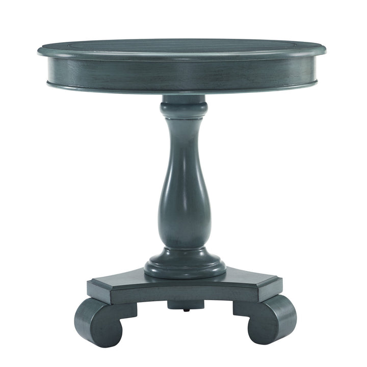 Annable Pedestal End Table Fleur De Lis Living Color: Teal