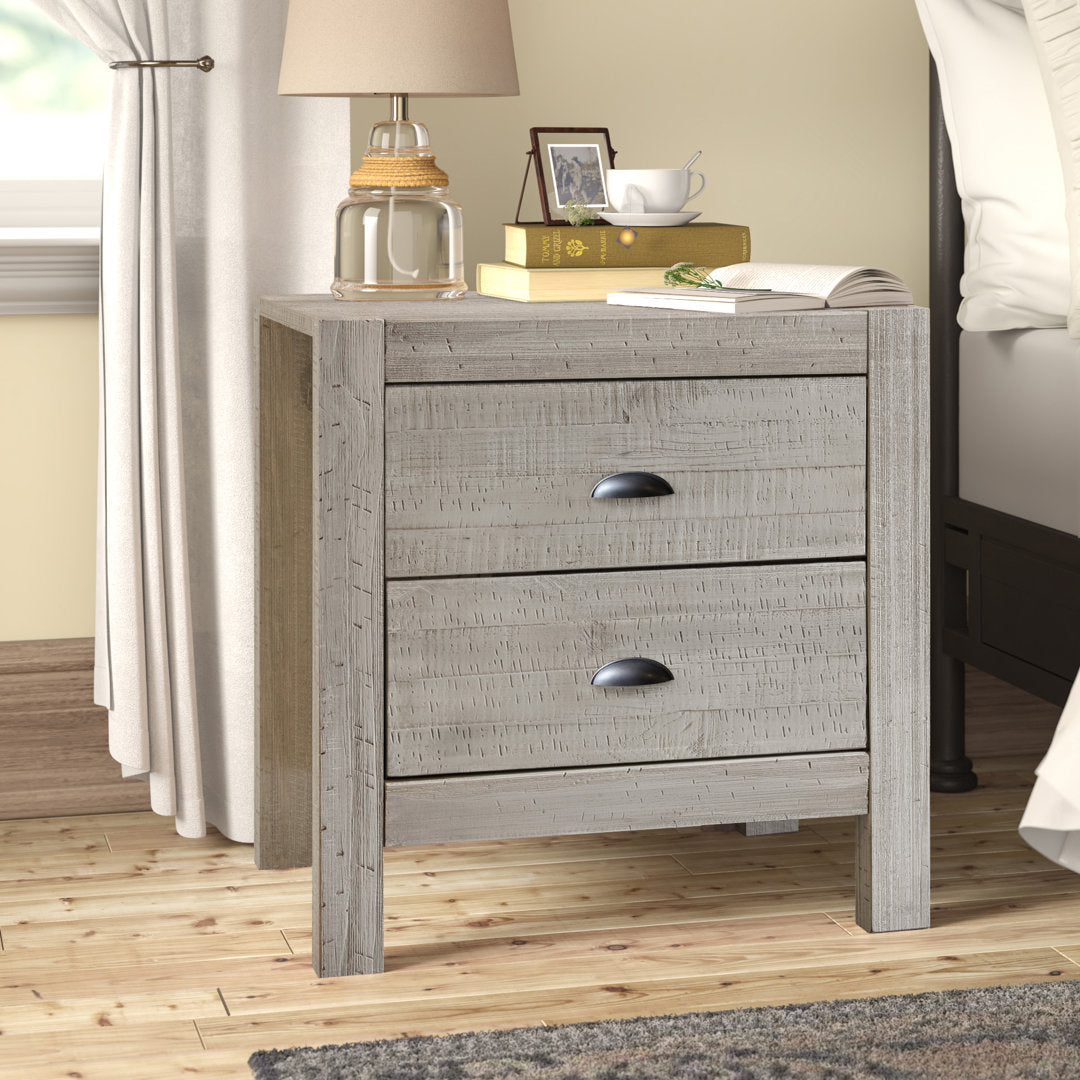 Montauk 2 Drawer Nightstand Grain Wood Furniture Color: Rustic Off-White