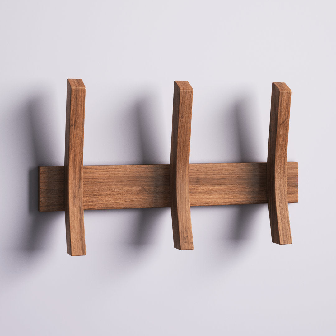 Algarin Mid Century Coat Rack With 3 Wooden Hooks - Black Wade Logan® Color: Walnut