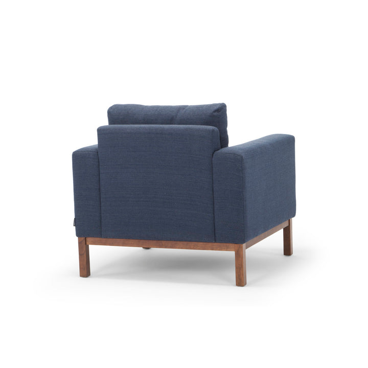 Clayton Upholstered Armchair Joss & Main Fabric: Venga Dust Blue Performance Basketweave