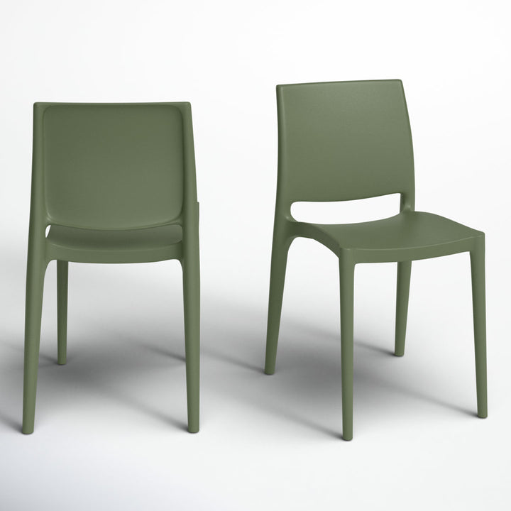 Burt Stacking Patio Dining Side Chair (Set of 2) AllModern Color: Olive Green
