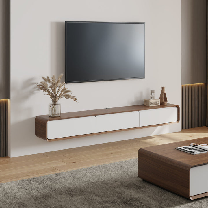 Randalstown Floating TV Stand, Entertainment Center with 4 Drawers, Solid Wood, Fully-Assembled Hokku Designs Color: Dark Brown/Black Overall Entertainment Center Width - Side to Side: 62.99''