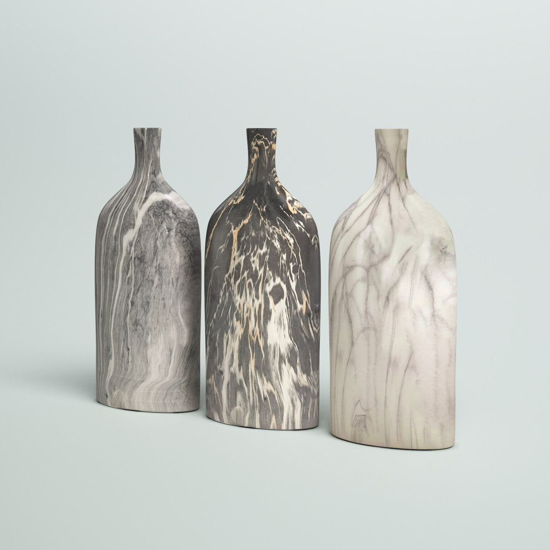Carllene Black/White/Gray Ceramic Table Vase Set (Set of 3) Brayden Studio®