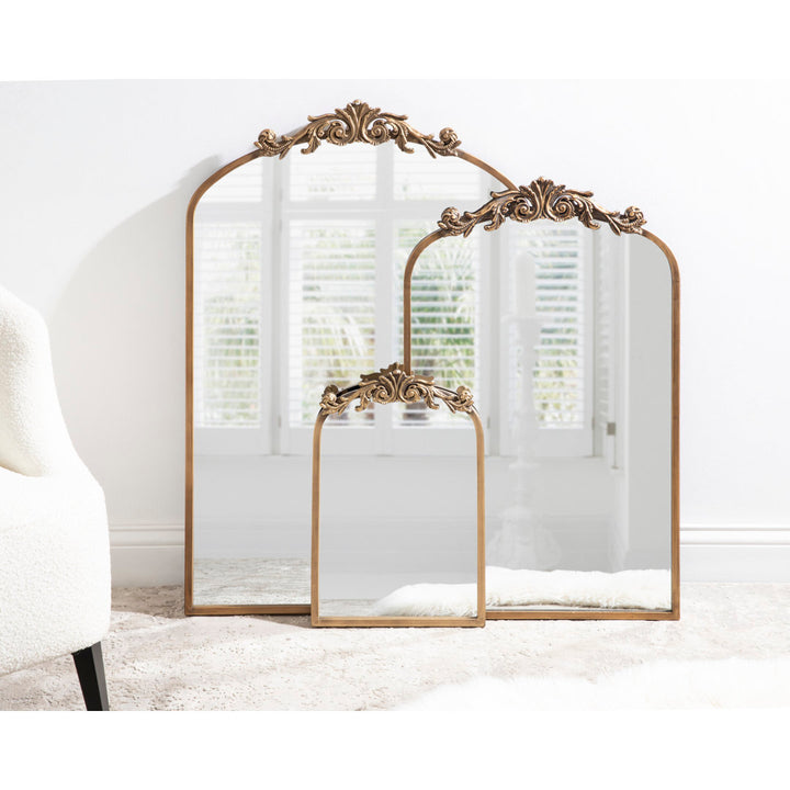 Anglo Arendahl Traditional Accent Mirror Fleur De Lis Living Size: 36" x 24" Finish: Antique Gold